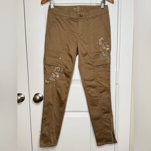 White House Black Market Embroidered Ankle Pants - Brown